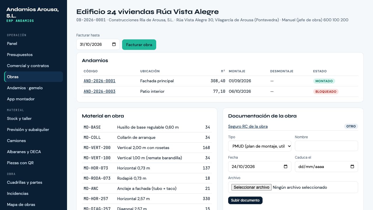 Seguimiento de obra en Andamios