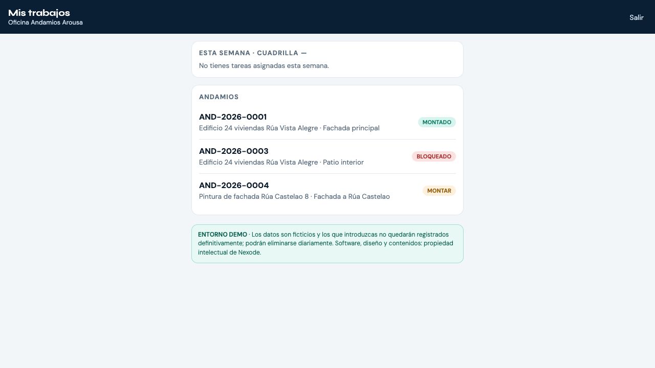 App del montador en Andamios
