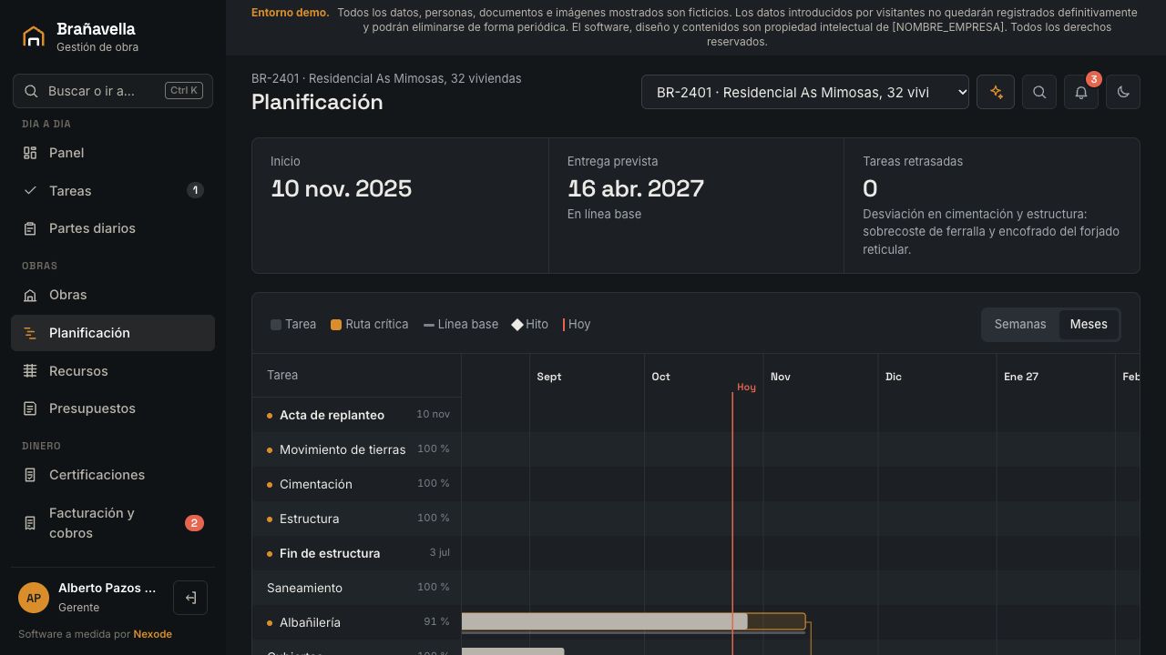 Gantt de obra en Construcción