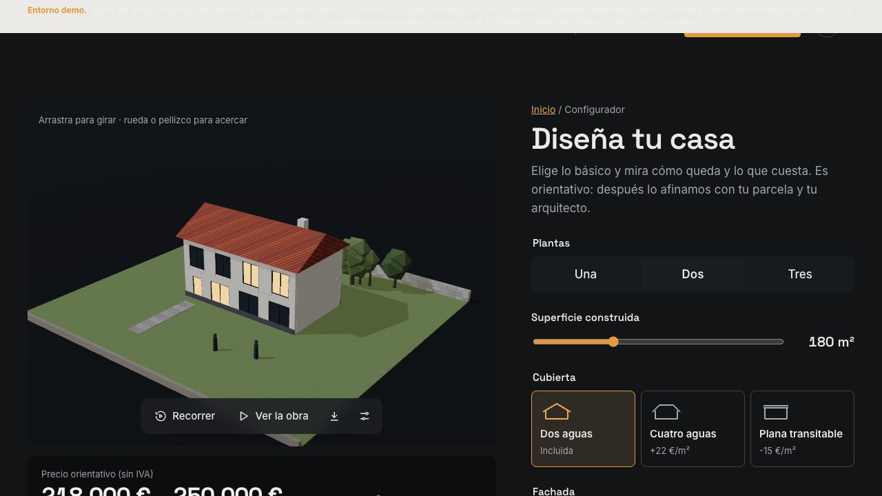 Configurador de vivienda en Construcción